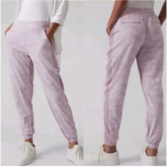 ATHLETA Brooklyn Camo Lined jogger pants pink camo Sz 12 Petite - Picture 1 of 10